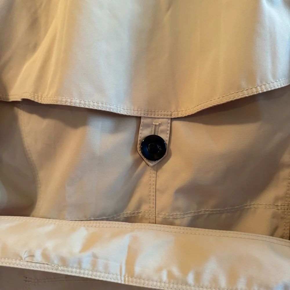 Joan Rivers Trench Rain Coat Beige Womens Small Button Front Pockets Belt Loops - Picture 4 of 14